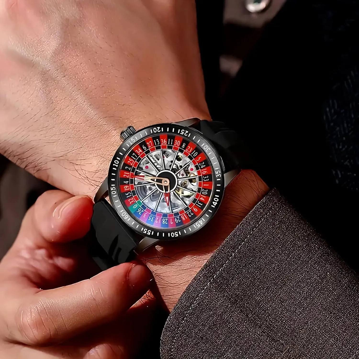 Hollow Skeleton Watches Stainless Steel Waterproof Business Wristwatch MASTOP Roulette Wheel Men??s Watches Automatic Mechanical steady marshland mineralization bluff embarrass Watch for Men Swinging Rotary Dial Design 