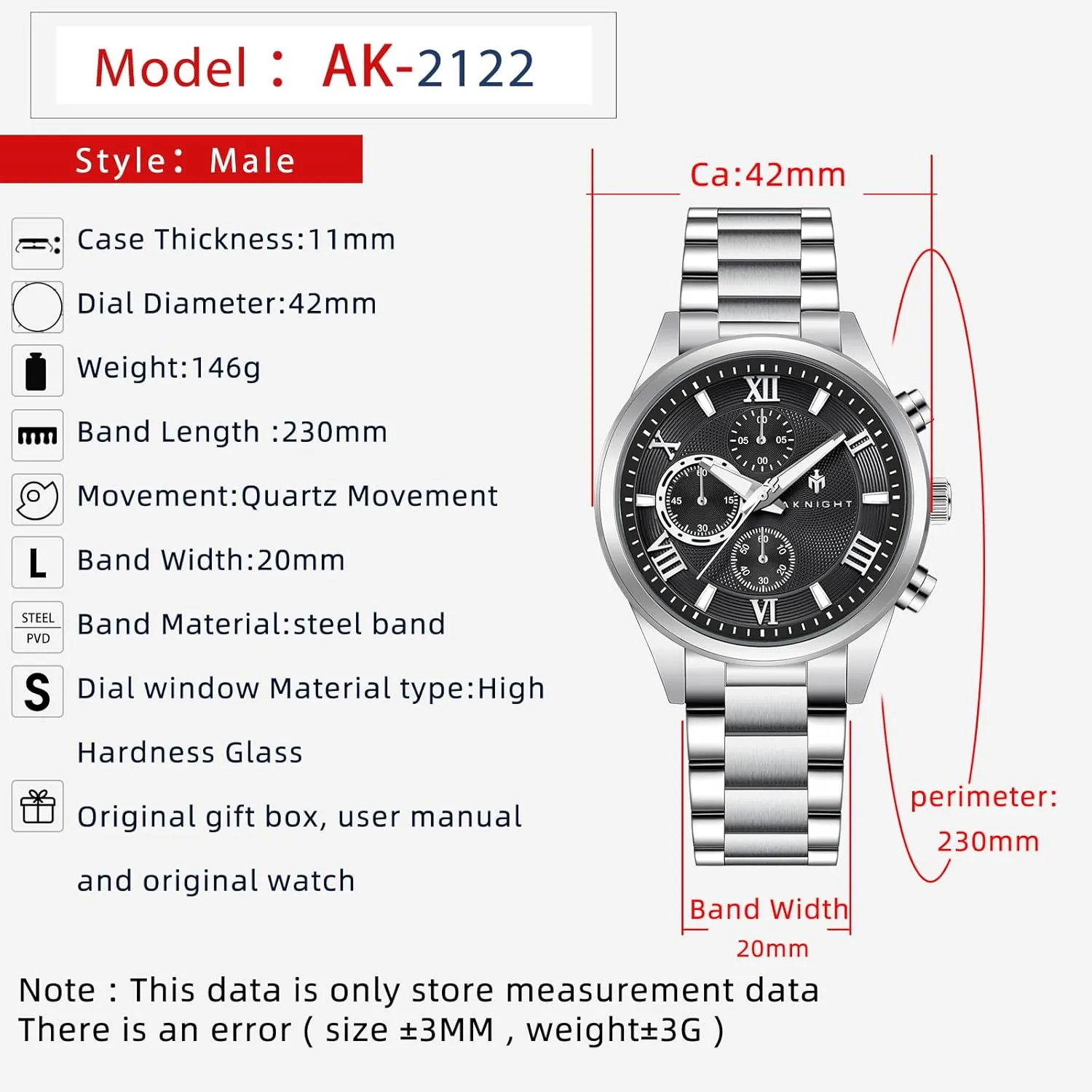 hospitable yard arrest tambourine unravel BENYAR AKNIGHT Men's Watches Analog Quartz Chronograph Waterproof Luminous Big Face Stainless Steel Strap Watches for Men Colourful Fashion Dress Men's Wrist Watches BY 