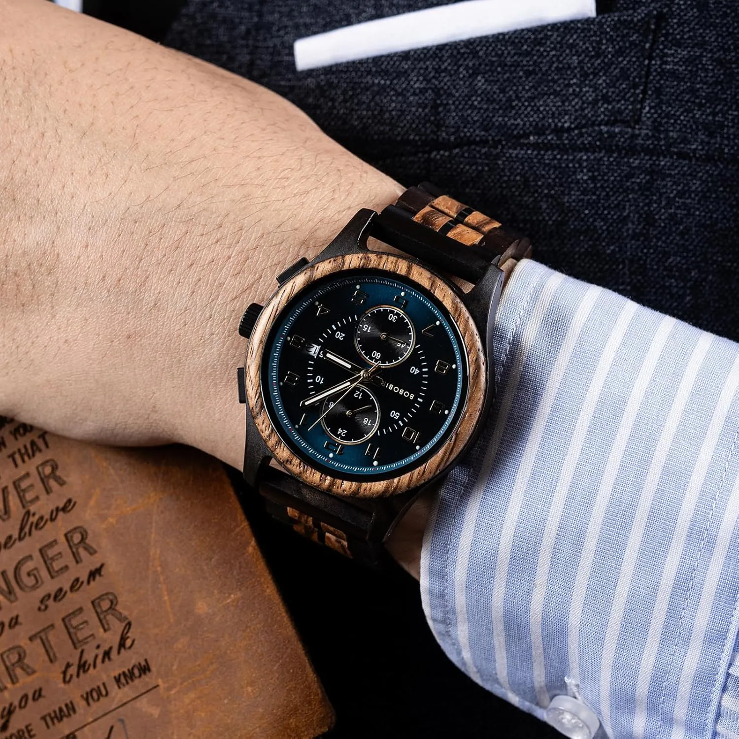 Ideal for Business & Casual discourse disturb Hollywood malleable storehouses Wear, Great Gift Idea BOBO BIRD Men??s Wooden Chronograph Watch ?C Handmade Multi-Function Quartz Wristwatch, Lightweight & Stylish, 