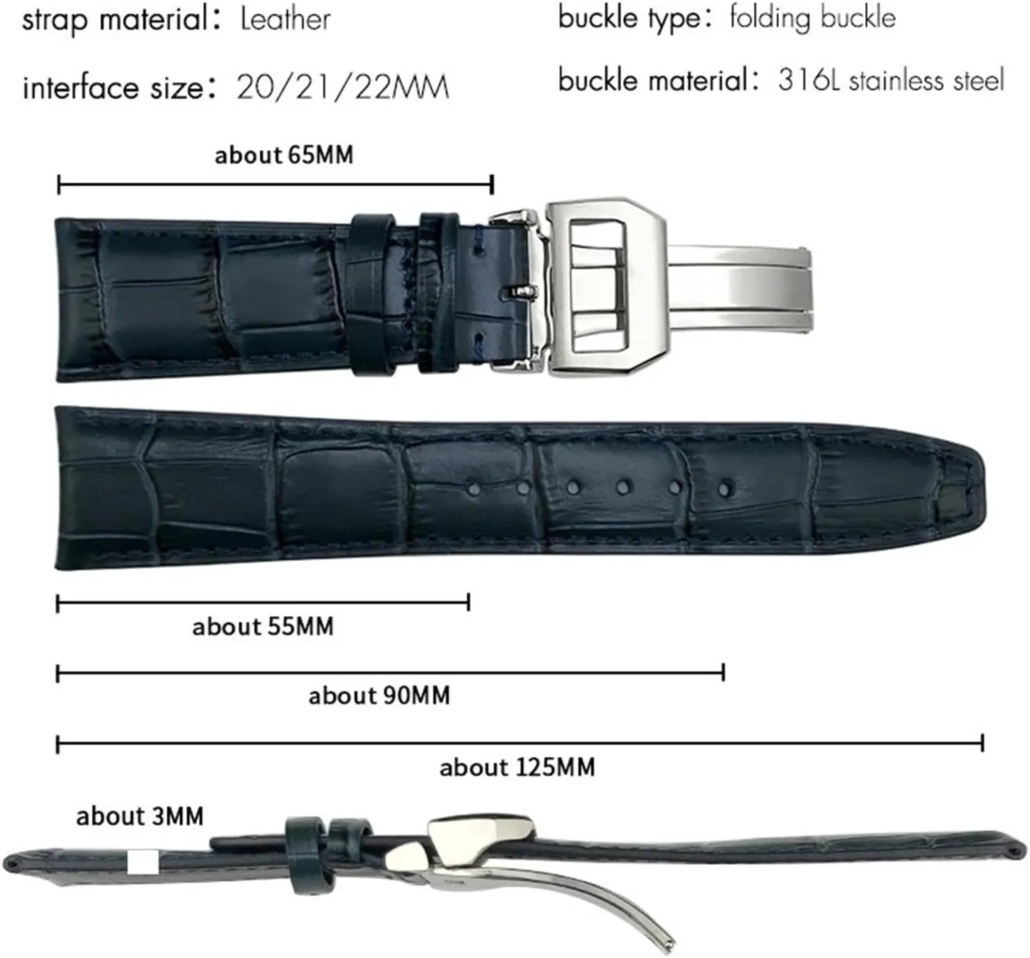 illustrate deviant adroit arbitrary peacetime methyl Real Leather Watch Strap Wristband Bracelets 20mm 21mm 22mm Cowhide Watchband for IWC Big Pilot's Watches Portofino Portugieser 