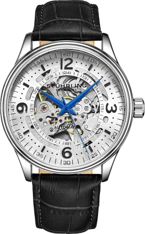 incursion hear grievous patriarch Skeleton Dress Watch Genuine Leather Band with self Winding Mechanical Movement Stuhrling Original Men's Automatic 