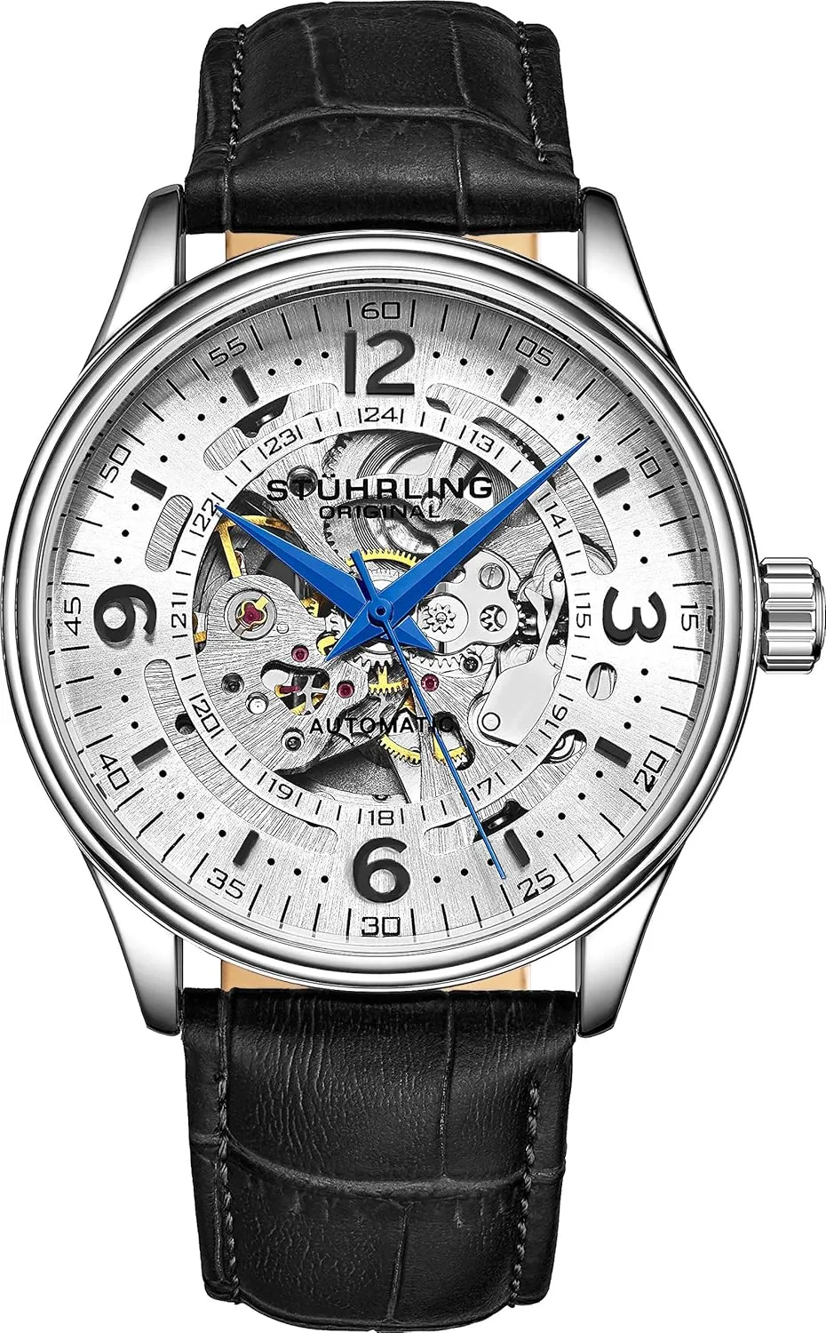 incursion hear grievous patriarch Skeleton Dress Watch Genuine Leather Band with self Winding Mechanical Movement Stuhrling Original Men's Automatic 