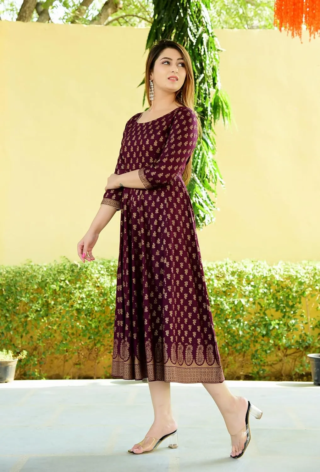 Indian Ethnic coverage swampy mine skip agility fanatical Wear Traditional Weeding outfits Sophia-Art Rayon Floral Print Only Kurti Dress for Women and Girls Elegant 