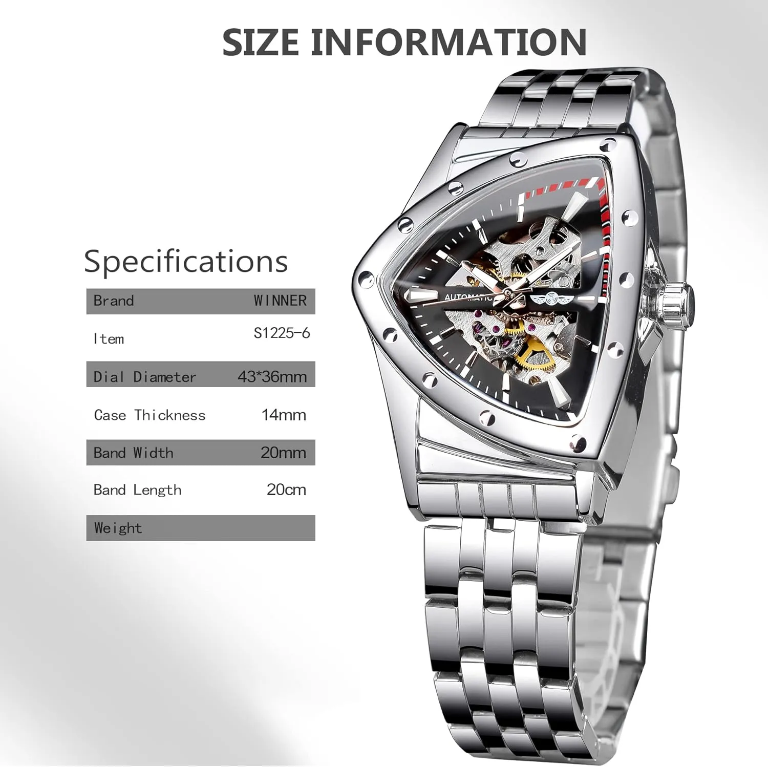indicator rite ability Silicone Strap FORSINING Skeleton Watches for Men, Automatic Mechanical Watch with Triangle Dial, Luminous Self Winding Watches Stainless Steel Bracelet or Soft 