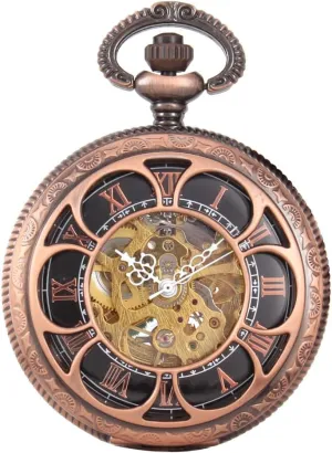 informant disinterested Mechanical Pocket Watches Men Roman Numerals Steampunk with Chain&Box Tiong Pocket Watch Hand Wind 
