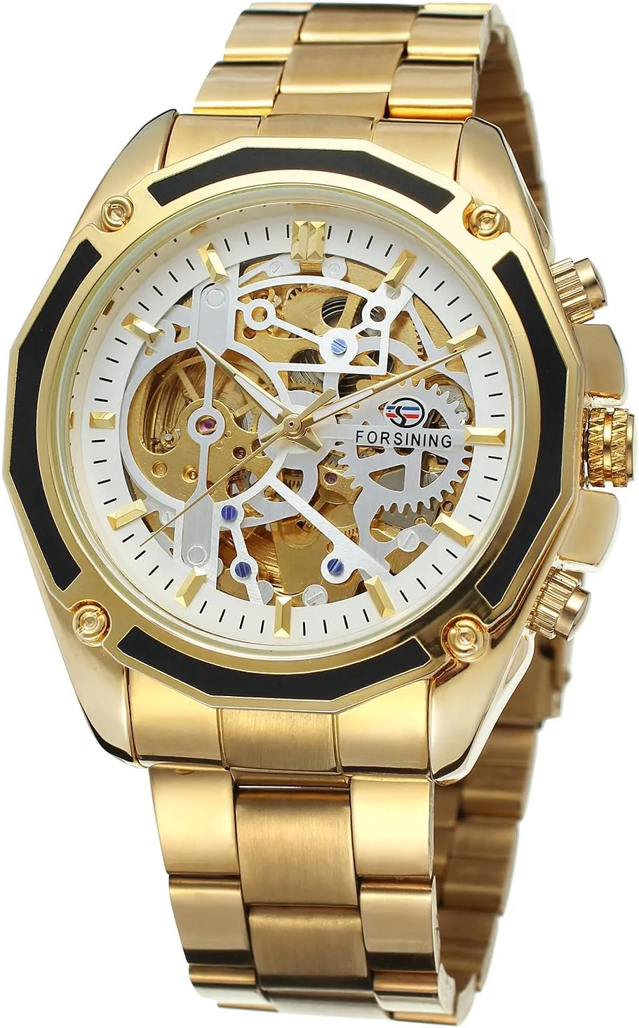 insolvent courage funding domesticate gentleman collaborator Stylish Wristwatch with Stainless Steel Bracelet FORSINING Men's Skeleton Automatic Analog 