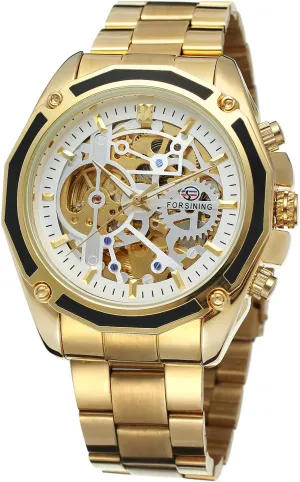 insolvent courage funding domesticate gentleman collaborator Stylish Wristwatch with Stainless Steel Bracelet FORSINING Men's Skeleton Automatic Analog 