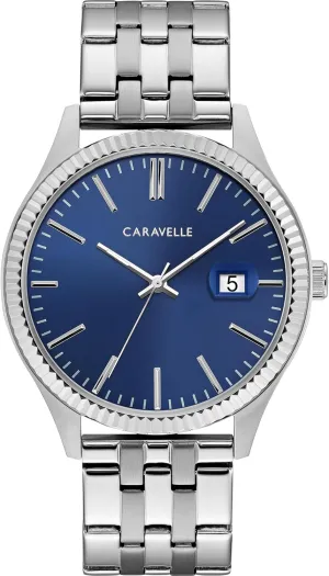 instinct swiftness rotation Steel, Coin Edge Bezel, 41mm Caravelle by Bulova Men's Dress 3-Hand Date Quartz Watch, Stainless 