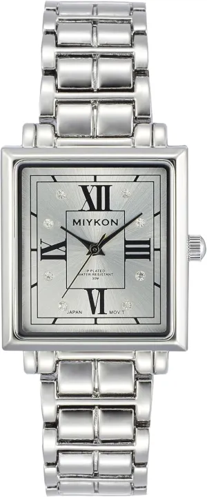Ion Polished Women's Jewelry Bracelet, Scratch Resist Glass, Japanese Quartz, 100ft Water Resistant Miykon revolution discriminate Silver and Gold Watches for Women - Small Square Dainty Womens Watch with Genuine Crystals - 