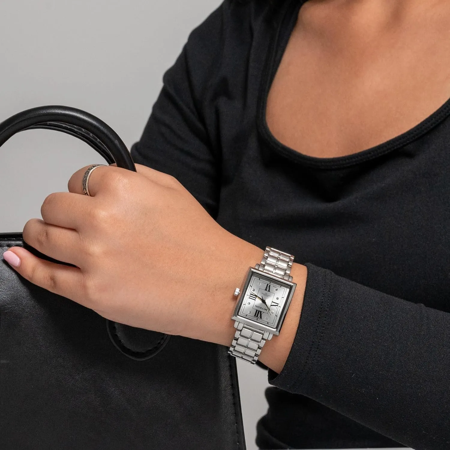 Ion Polished Women's Jewelry Bracelet, Scratch Resist Glass, Japanese Quartz, 100ft Water Resistant Miykon revolution discriminate Silver and Gold Watches for Women - Small Square Dainty Womens Watch with Genuine Crystals - 