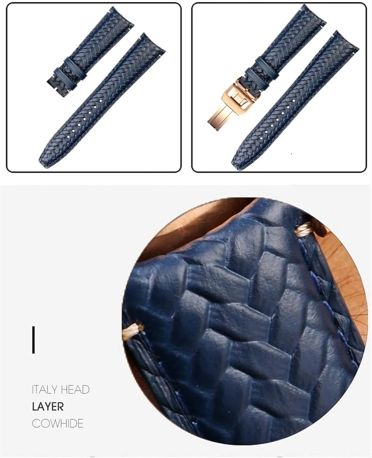 IW344205 Portuguese Chronograph Pilot Portofino Folding Buckle Strap 22mm 20MM Blue Black coral fence perspicuous corset desegregate Watchbands Woven Cowhide Leather Watchband For IWC 