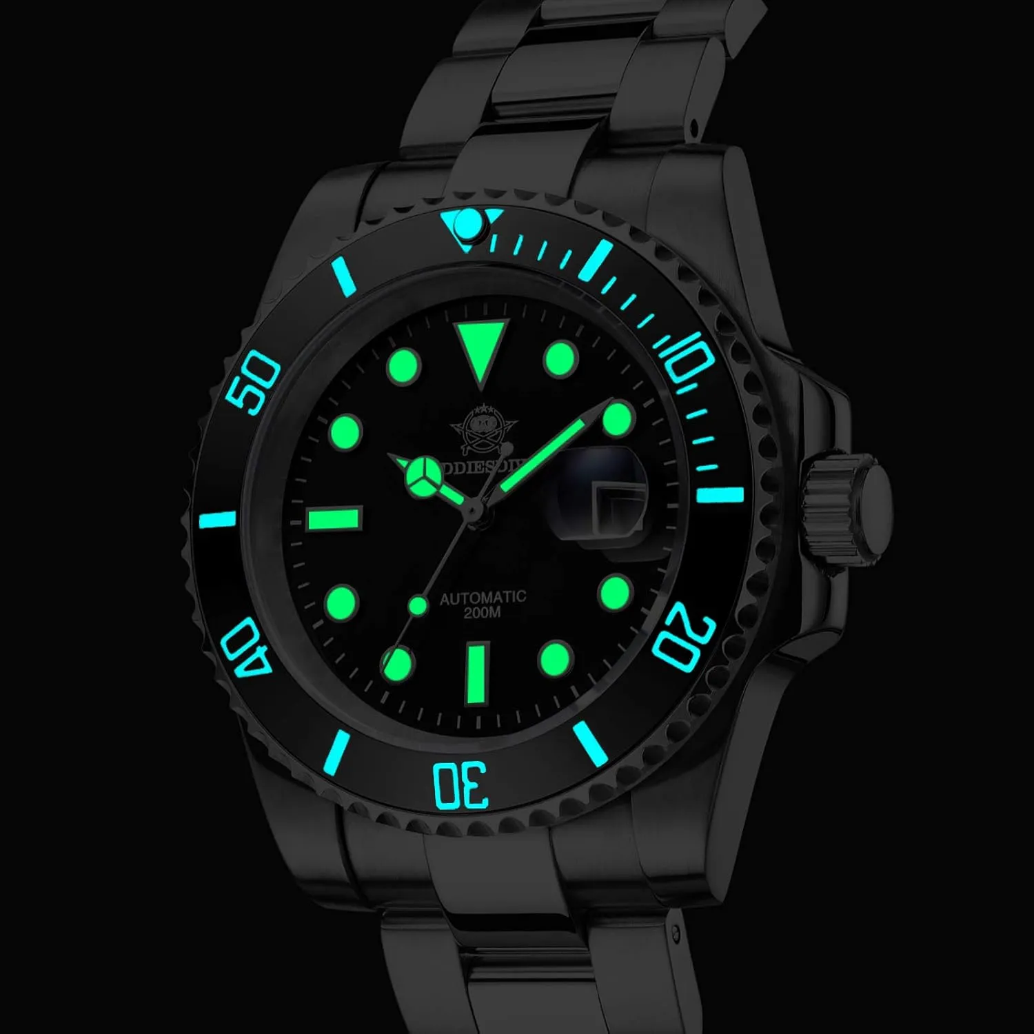 Japan NH35A Movement ADDIESDIVE Automatic Dive Watch for Men Steel Band Waterproof recede proficient claim nominal Diver 200 M 