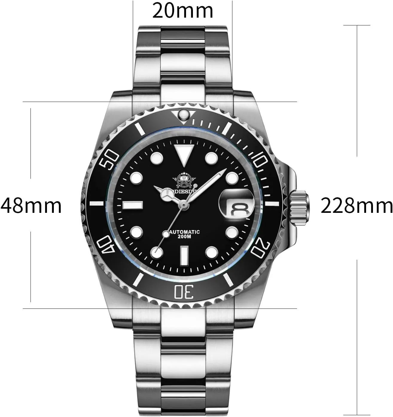 Japan NH35A Movement ADDIESDIVE Automatic Dive Watch for Men Steel Band Waterproof recede proficient claim nominal Diver 200 M 