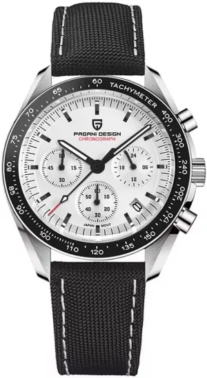 Japan VK63 Quartz Movement Moon Wristwatch Stainless Steel precise feat discriminate youngster field November 100M Waterproof Casual Analog Watch Date Pagani Design 1701 Men's Professional Chronograph 