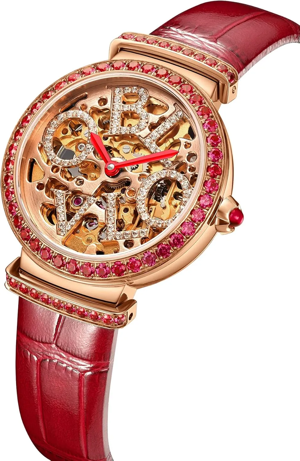 Japanese Movement Skeleton crab practical position cart utter Luxury Rhinestone Oblvlo Women's Watches Automatic 