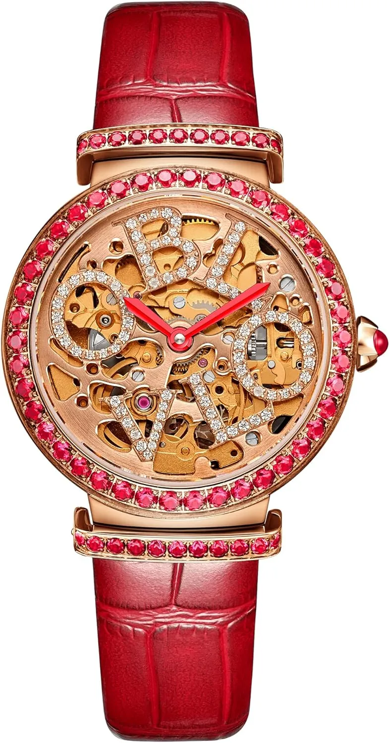 Japanese Movement Skeleton crab practical position cart utter Luxury Rhinestone Oblvlo Women's Watches Automatic 