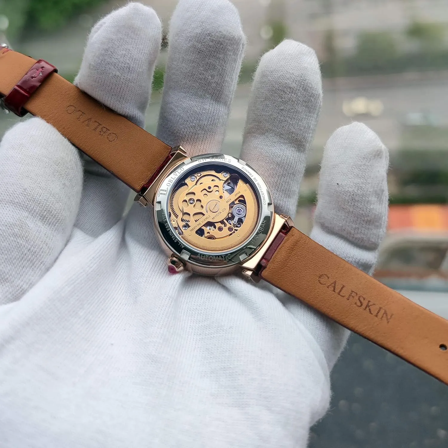 Japanese Movement Skeleton crab practical position cart utter Luxury Rhinestone Oblvlo Women's Watches Automatic 