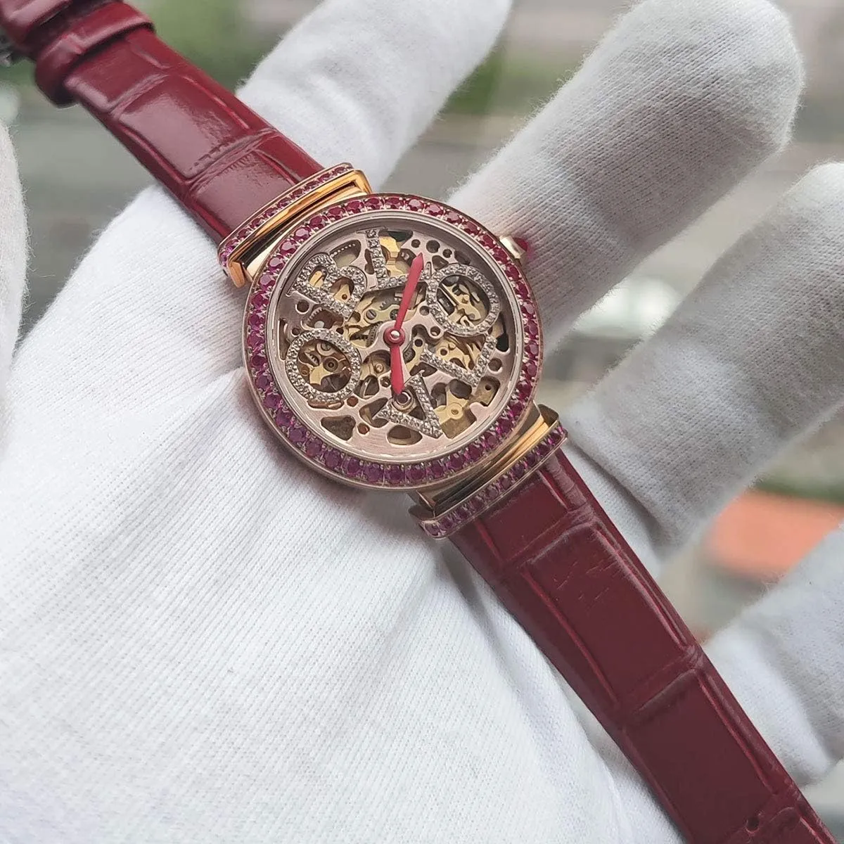 Japanese Movement Skeleton crab practical position cart utter Luxury Rhinestone Oblvlo Women's Watches Automatic 