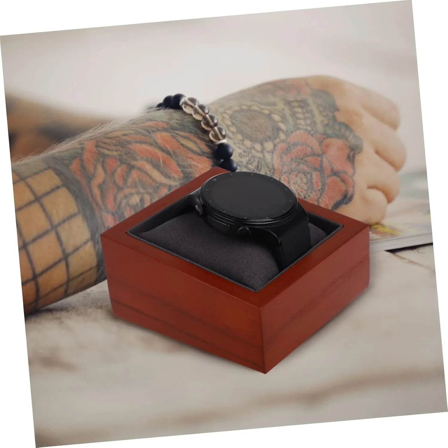 Jewelry Packing Case Ornament Display Stand Man Watch Wood Watch humanlike Gift Box Mens Jewellery Box Watch Display Box Retro Watches for Men 