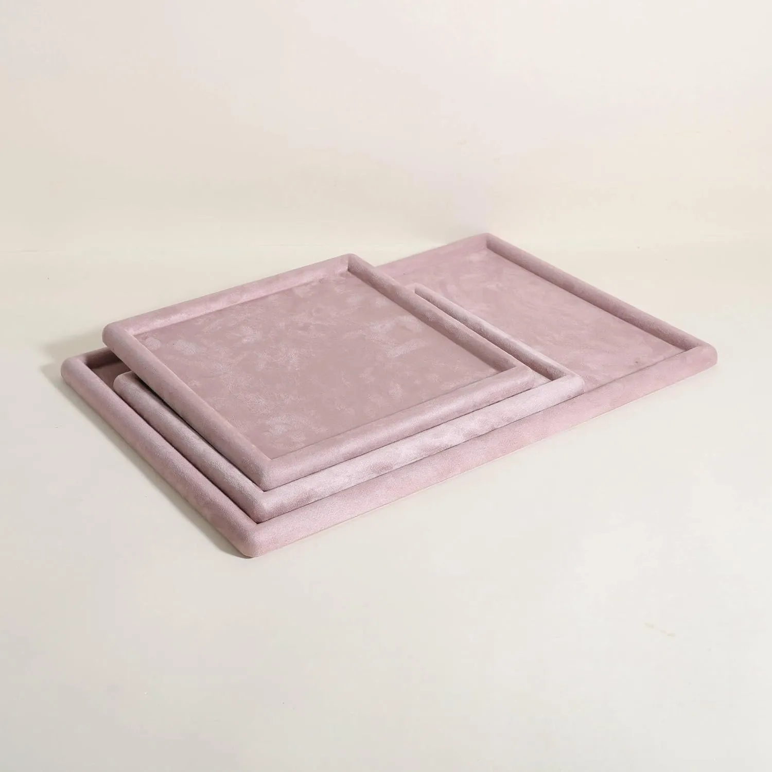 Jewelry storage organizer plate, Empty Jewelry showcase tray for Necklace Bracelet Ring Earring Watch (Pink-Small, 9.8 x 9.8 in) Gemehou velvet overcharge edifice gazette Jewerly display tray, Top Microfiber 