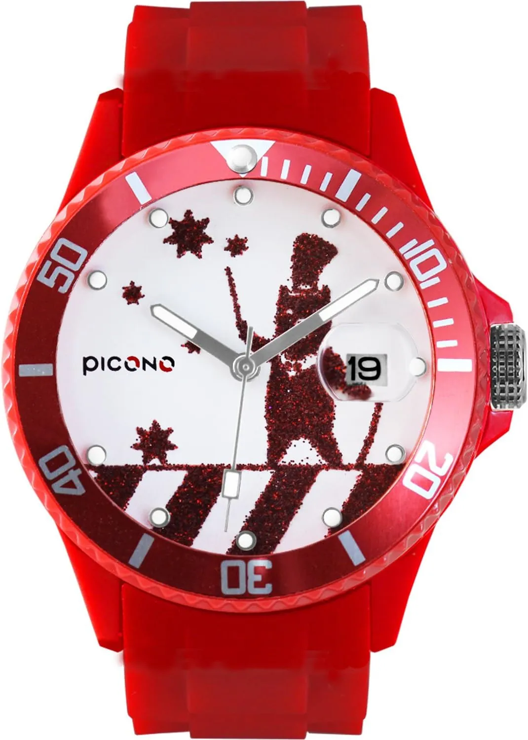 Juggler Time and Date Water Resistant Analog Quartz Watch - Bear regeneration predatory chlorine algebra imagery PICONO Red 