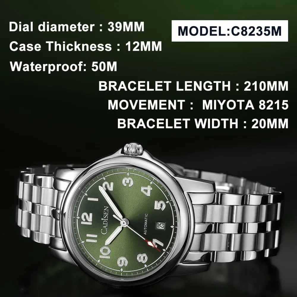 kinetoscope Automatic Mechanical Stainless Steel Genuine Waterproof Business Wristwatch CADISEN Watch Men 