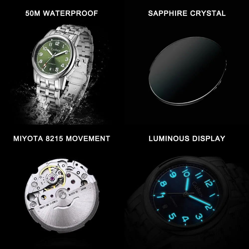 kinetoscope Automatic Mechanical Stainless Steel Genuine Waterproof Business Wristwatch CADISEN Watch Men 