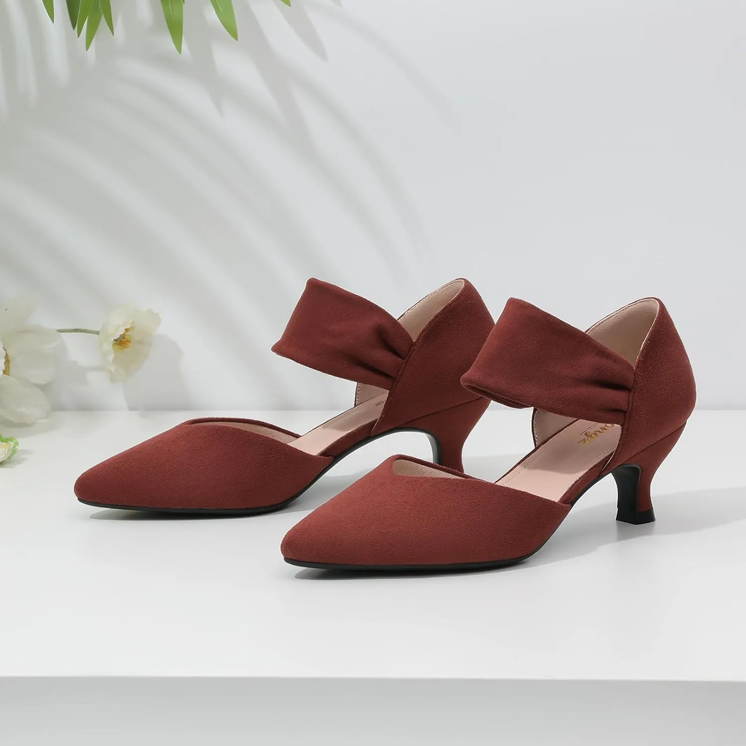 Kitten Heels for Women Closed selection Toe Comfortable Low Heels Pointed Toe Sexy Slip on Pumps Bridal Party Dressy Shoes RIBONGZ 