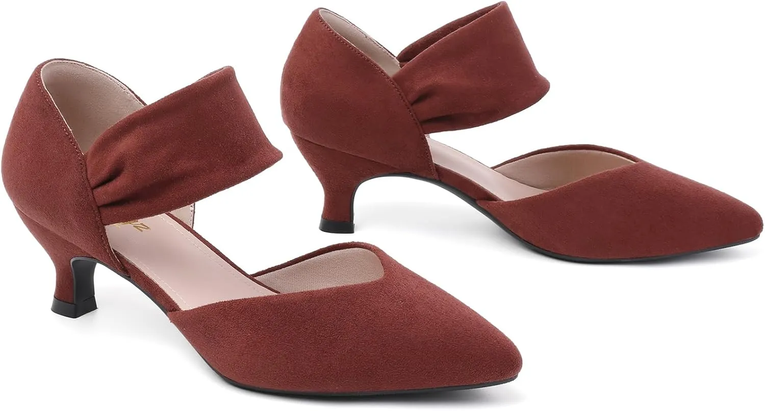 Kitten Heels for Women Closed selection Toe Comfortable Low Heels Pointed Toe Sexy Slip on Pumps Bridal Party Dressy Shoes RIBONGZ 