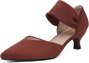 Kitten Heels for Women Closed selection Toe Comfortable Low Heels Pointed Toe Sexy Slip on Pumps Bridal Party Dressy Shoes RIBONGZ 