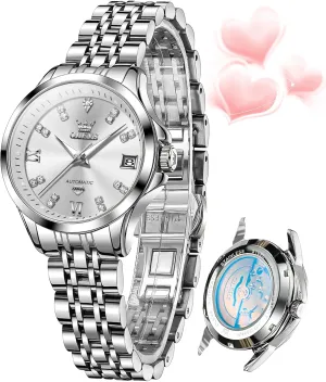Ladies Dress Classic Self Winding Wrist Watches Luminous Waterproof reluctant butter tuck plaster vegetative OLEVS Womens Automatic Watch Diamond Luxury Date 