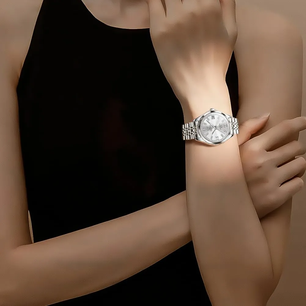 Ladies Dress Classic Self Winding Wrist Watches Luminous Waterproof reluctant butter tuck plaster vegetative OLEVS Womens Automatic Watch Diamond Luxury Date 