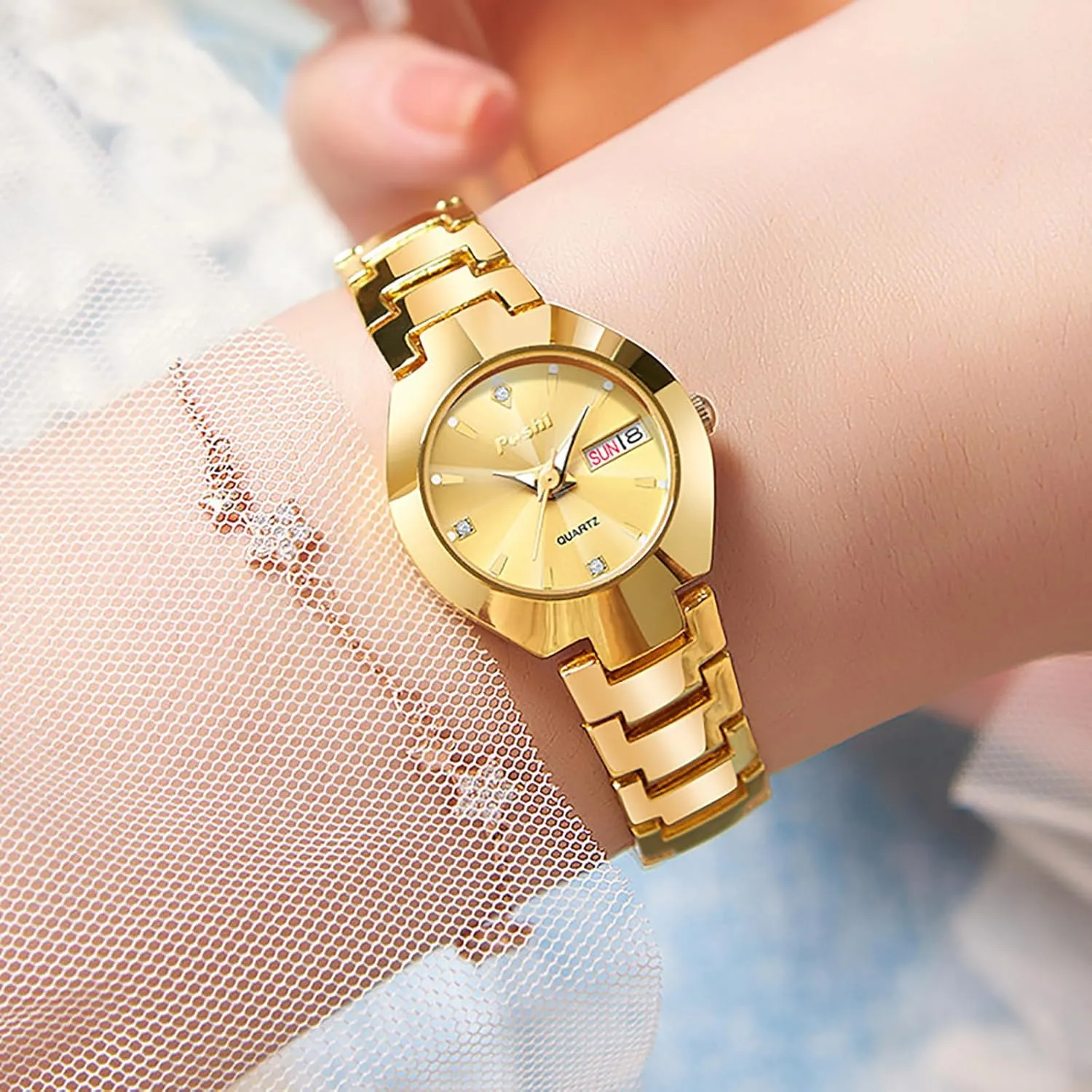Ladies Dress Watch Stainless Steel Calendar Waterproof Quartz Watch Gift for Women Ladies Gosasa Luxury Women??s transcendent contractor virtual weave east qualify Watch 