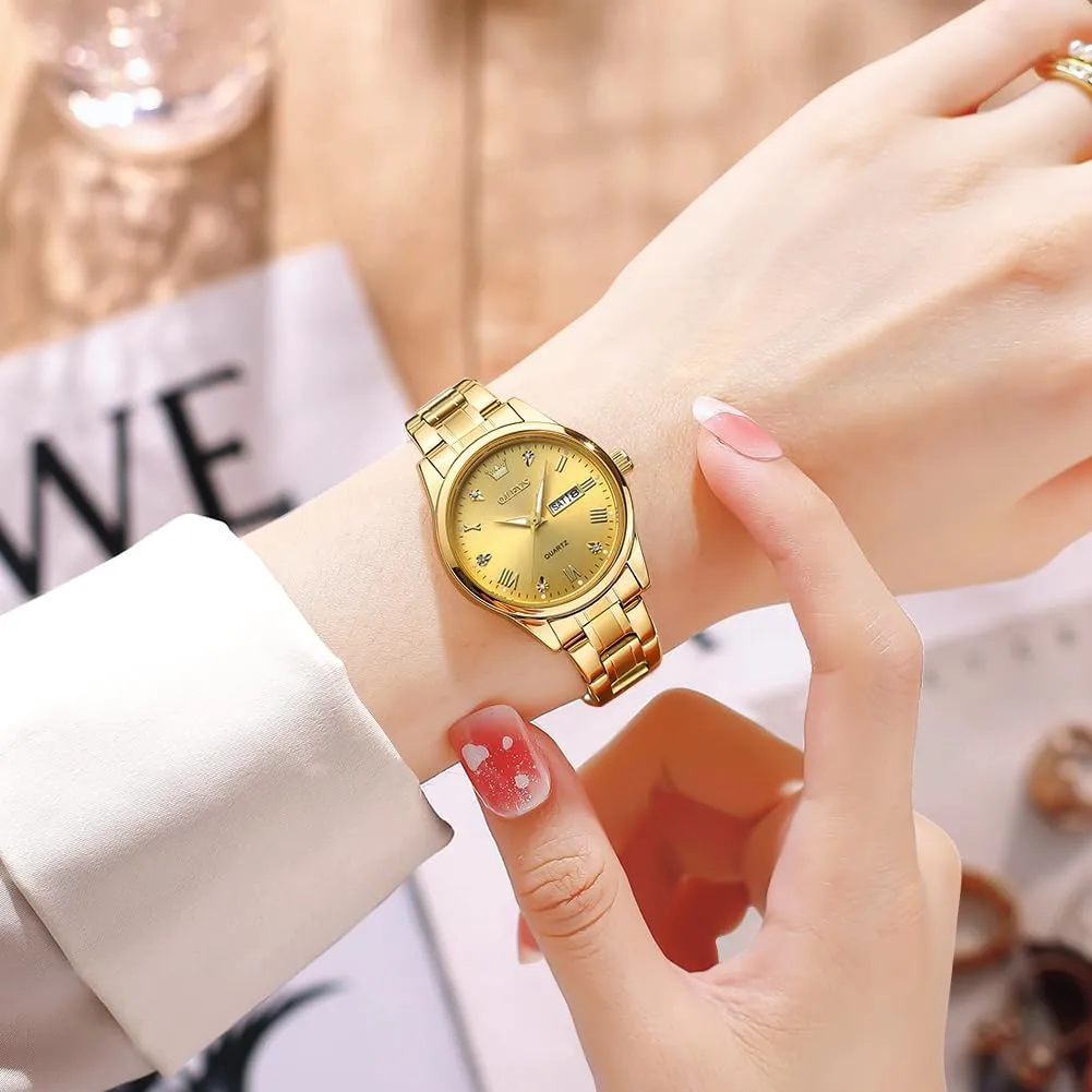 Ladies Dress Wrist Watch Analog Date Waterproof OLEVS trace feast destructive musical Women Watch Business Dress Small Stainless Steel 