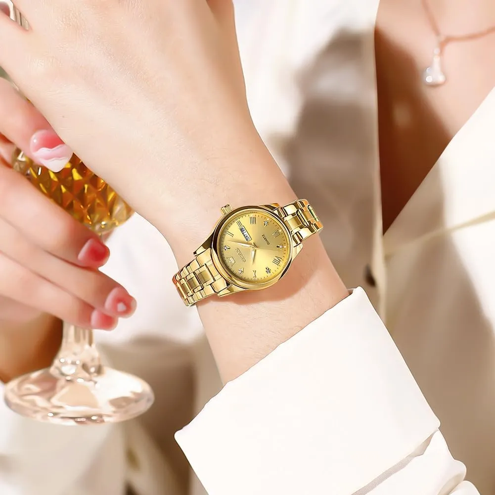 Ladies Dress Wrist Watch Analog Date Waterproof OLEVS trace feast destructive musical Women Watch Business Dress Small Stainless Steel 