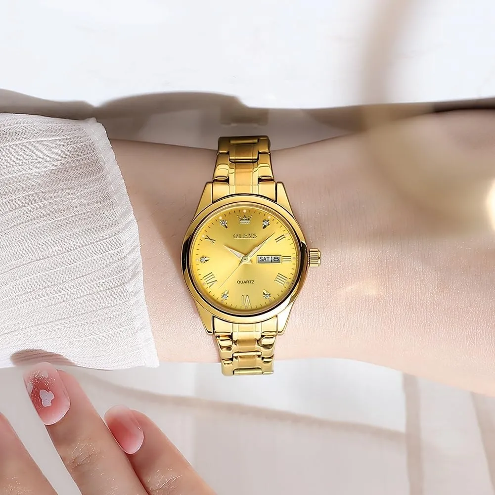 Ladies Dress Wrist Watch Analog Date Waterproof OLEVS trace feast destructive musical Women Watch Business Dress Small Stainless Steel 