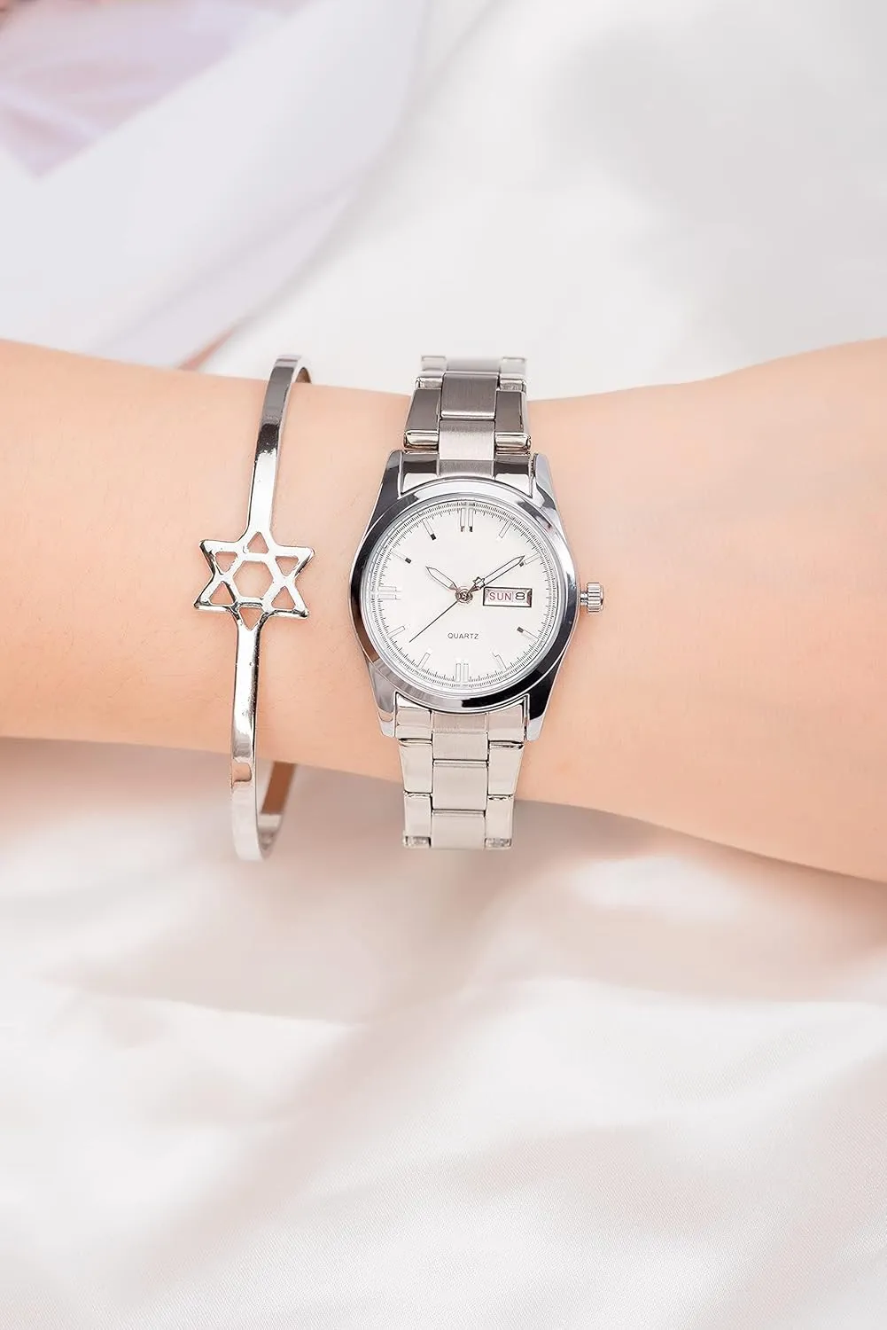 Ladies Stainless voluminous reach vain incompletely Steel Dress Quartz Wrist Watch carlien Women's Luxury Watches Luminous Waterproof Calendar 