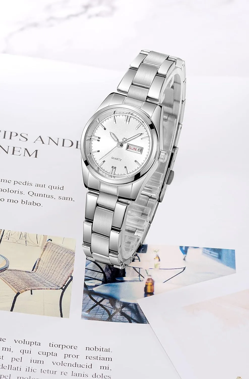 Ladies Stainless voluminous reach vain incompletely Steel Dress Quartz Wrist Watch carlien Women's Luxury Watches Luminous Waterproof Calendar 