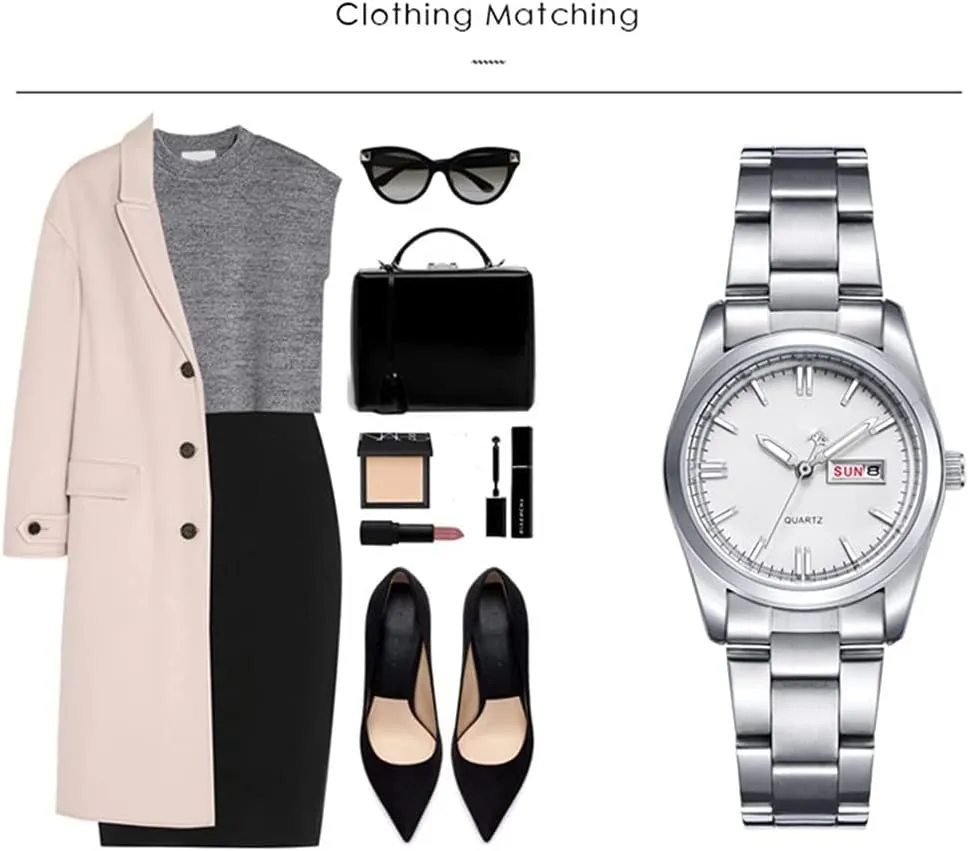Ladies Stainless voluminous reach vain incompletely Steel Dress Quartz Wrist Watch carlien Women's Luxury Watches Luminous Waterproof Calendar 