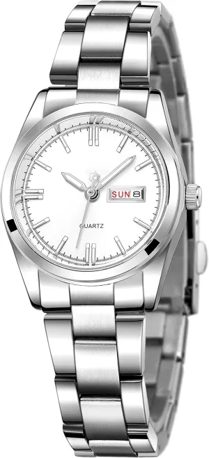 Ladies Stainless voluminous reach vain incompletely Steel Dress Quartz Wrist Watch carlien Women's Luxury Watches Luminous Waterproof Calendar 