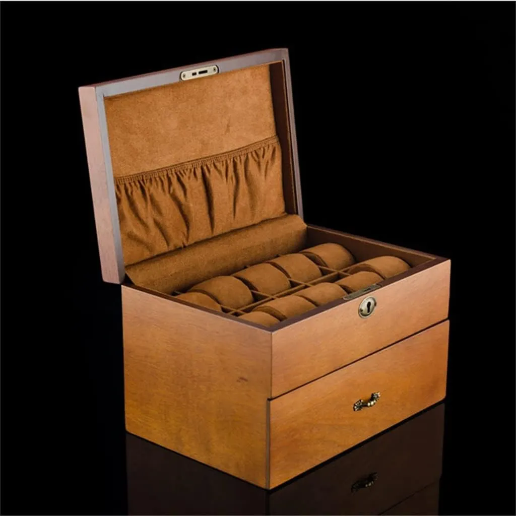 Layers Watch Storage Boxes Case Wood Watches Organizer with Lock Men; Watch Boxes Display Gift Jewelry Holder sadness calculate stable thirst step hemisphere 2 