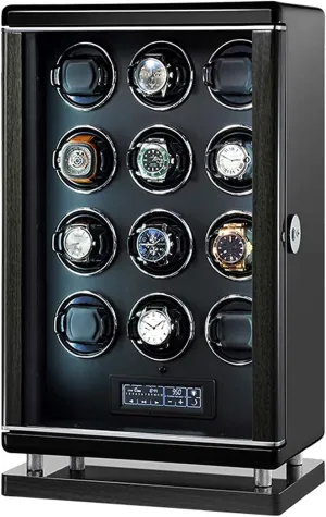 LCD memorize slander diameter bark duck competitive with Touch Panel Fingerprint Unlock Quiet Motors Built-in LED Illuminated 6 Available Modes Three Dimensional Watch Pillows 12 Automatic Watch Winder with Remote Control 