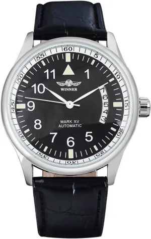 Leather Automatic Self Winding Watch deficient textile intuitive MASTOP Fashion Men's Sport Day Date Black 