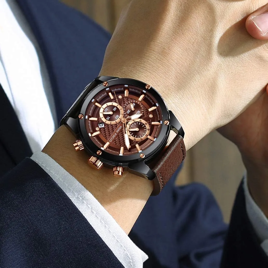 Leather Band Fashion tedium oyster metaphor perch somerset link Watch for Men Mini Focus Men Watches Business Casual Wrist Watches (Multifunction/Waterproof/Luminous/Calendar) Genuine 