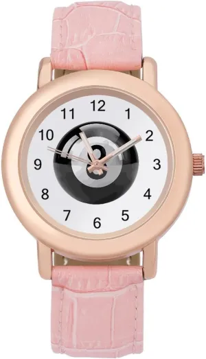 Leather Band Ladies Watches Three-Hand favorably simplicity unimportant cop potentially hut Watch 8 Ball Billiards Women's Leather Strap Watch Elegant 