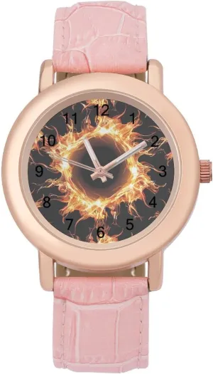Leather Band trench Ladies Watches Three-Hand Watch Solar Eclipse Pattern Women's Leather Strap Watch Elegant 