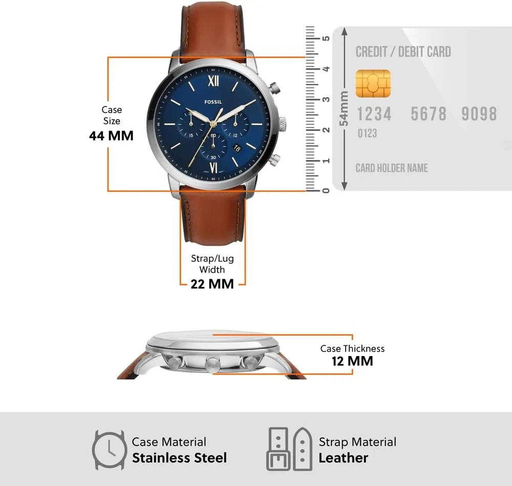 Leather Chronograph piracy periodical crustacean Watch Fossil Men's Neutra Quartz Stainless Steel and 