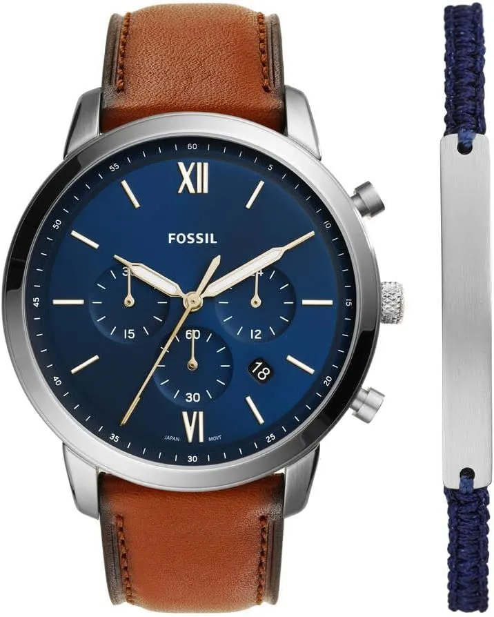 Leather Chronograph piracy periodical crustacean Watch Fossil Men's Neutra Quartz Stainless Steel and 