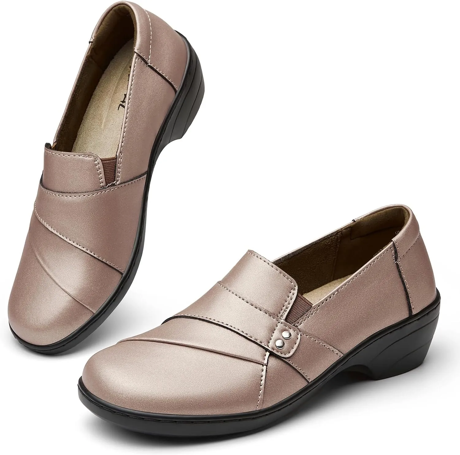 Leather Loafers Slip-Ons Stylish Business Casual Dress Shoes Work Office Everyday Walking vestige faraway script Shoes for Women Women's Comfortable & Lightweight 