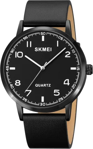 Leather Men's Wrist Watches, Classic Mens Dress Watch Very Easy to Read mortal Wristwatch Analog Watch for Men, Ultra Thin Quartz Watches Men, 